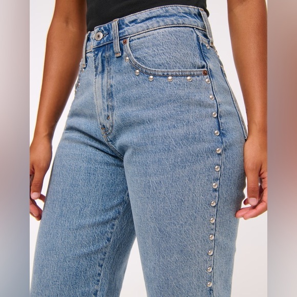 Abercrombie & Fitch Denim - Abercrombie High-Rise Light Blue Studded Women's Jeans